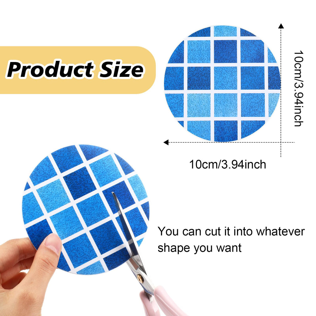 Outus 24 Pcs Vinyl Pool Patch Repair Kit Self Adhesive Pool Liner Plastic Repair Patch Pool Patches for Above Ground Pools Inflatable Boats Air Mattress Products, 4 Inch (Gradient Blue Plaid)
