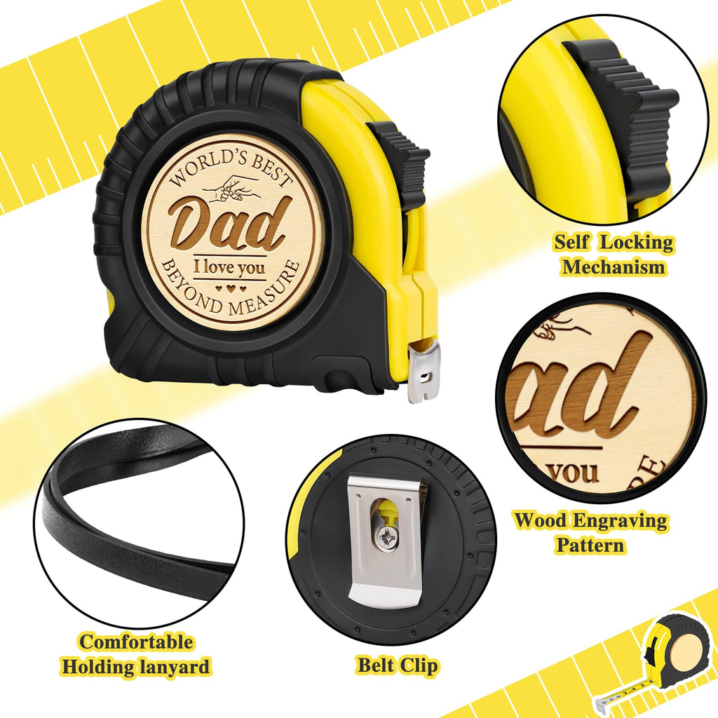 Fathers Day Birthday Gift for Dad from Daughter Son, Gift for dad, Dad Birthday Gift, Birthday Christmas Tools Gift for Dad, Practical Gifts for Father, Best Dad Ever Engraved 10 FT Tape Measure