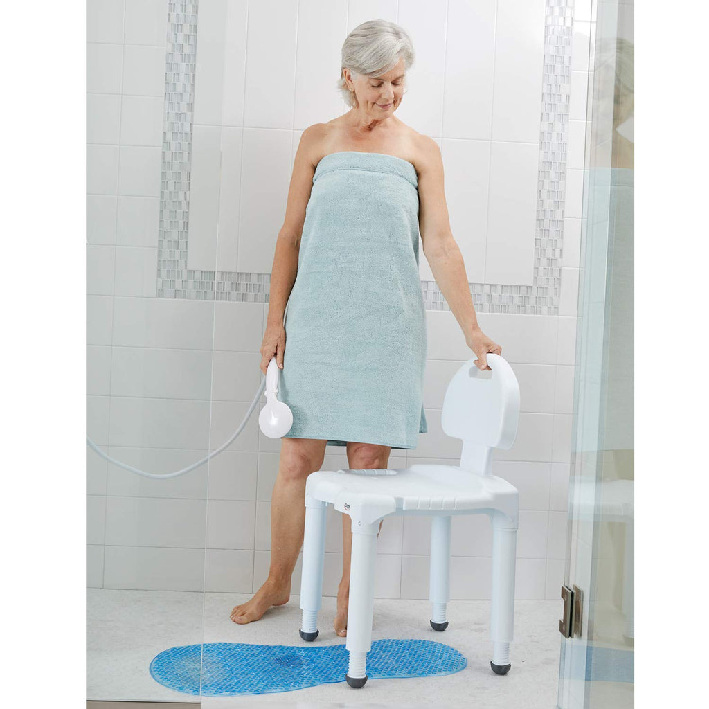 Carex Bath Seat And Shower Chair with Backrest for Seniors, Bath Chair For Elderly, Disabled, Handicap, and Injured Persons, Supports Up To 400lbs, Shower Seat For Inside Shower, Made in USA