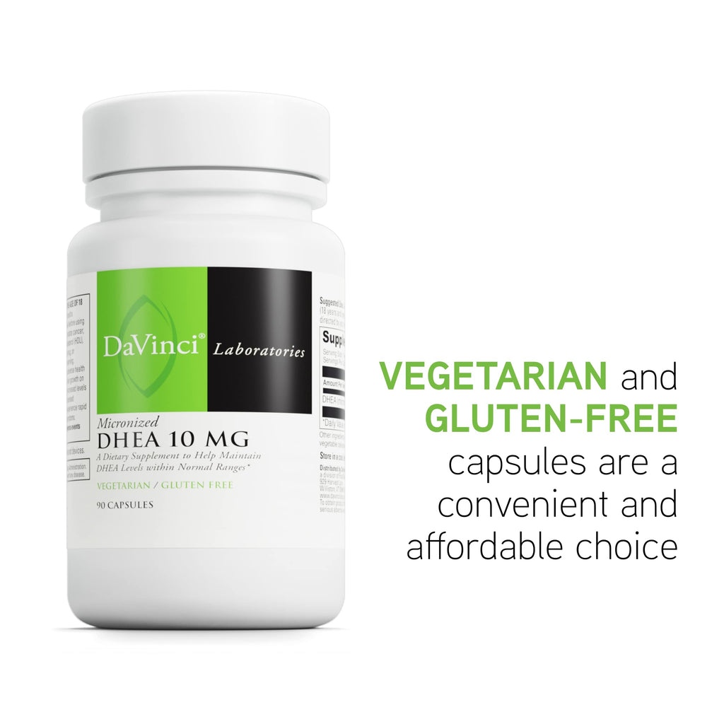 DAVINCI Labs Micronized DHEA 10mg - Helps to Support Healthy Aging, Hormone Balance, Brain Health, Thyroid Function & More - Vegetarian, Gluten-Free - 90 Capsules (Pack of 2)