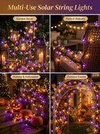 ITICdecor Solar Flower String Lights Outdoor Waterproof 50 LED Solar Powered Fairy Lights for Garden, Fence, Patio, Yard, Christmas Tree & Party Decor(Purple & Orange)