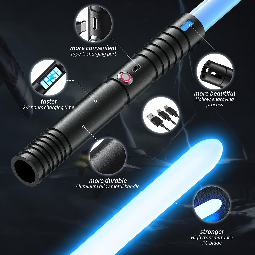 Juxaxia Lightsaber, 2-Pack Metal Hilt Dueling Light Saber for Adults & Kids