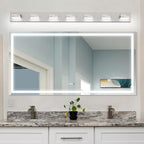 LKHF LED Modern Bathroom Vanity Light Fixtures, Dimmable Brushed Nickel Vanity Lights for Bathroom Lighting Fixtures Over Mirror, with 360° Rotatable Acrylic Heads 7-Light 48-inch (Cool White 6000K)