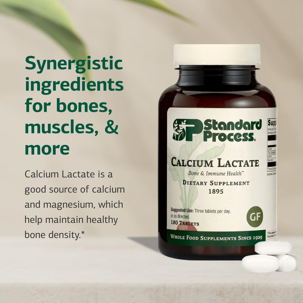 Standard Process Calcium Lactate Bone & Immune Health Dietary Support - Vegan, Gluten-Free, Non-Dairy, Non-Soy & Non-Grain - Bone, Joint & Health Support - 180 Tablets