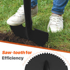 ATUHOLA Manual Edger Lawn Tool, 41-inch Lawn Edger with Saw Tooth Blade, Half Moon Hand Edger with Metal Shaft, T-Grip Handle, Heavy Duty Garden Edger Tool for Sidewalk, Grass, Yard, Landscape