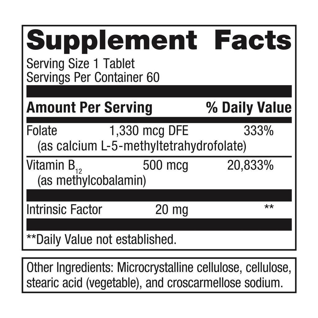 Metagenics Intrinsi Vitamin B12-Folate - with Methylcobalamin, L-5-MTHF & Intrinsic Factor - Supports Energy Metabolism, Nervous System & Heart Health - Non-GMO & Gluten-Free - 60 Tablets
