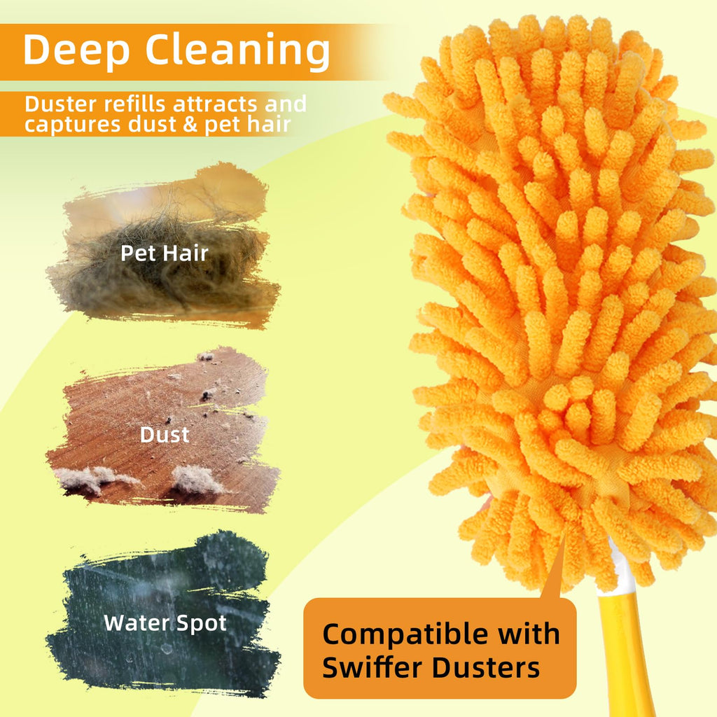 Yicotira Reusable Duster Refill Compatible with Swiffer Duster Kit - Pet Heavy Duty Duster Refills Fit for Swiffer Extended Handle Duster - Microfiber 360 Duster Refills for Dusting Cleaning, 8 Pack