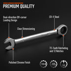HORUSDY 26-Piece Ratcheting Wrench Set | Metric and SAE | Ratchet Combination Wrenches Set with Organizer | 72-Tooth | Chrome Vanadium Steel | 6-19 mm & 1/4” to 3/4“ (13-Piece Metric&SAE)
