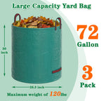 FEED GARDEN 72 Gallon Reusable Yard Waste Bags, 3 Pack