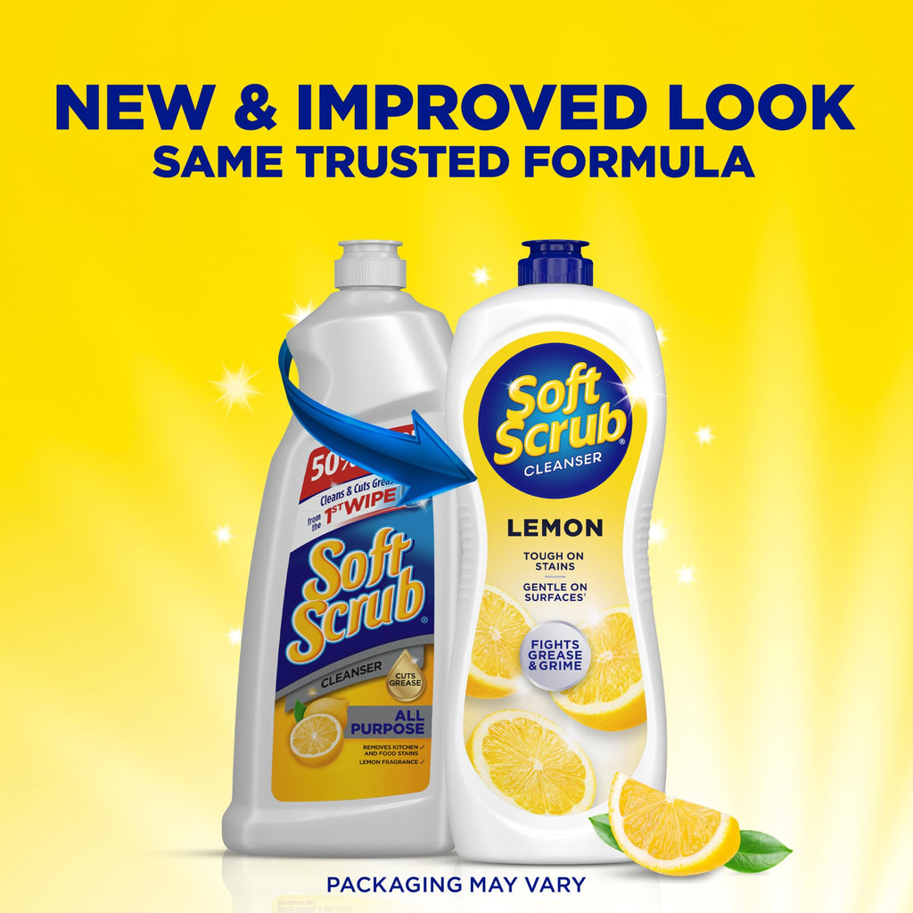 Soft Scrub Cleanser, Lemon Fragrance, 36 Oz, Multi Surface Cleaner, Kitchen