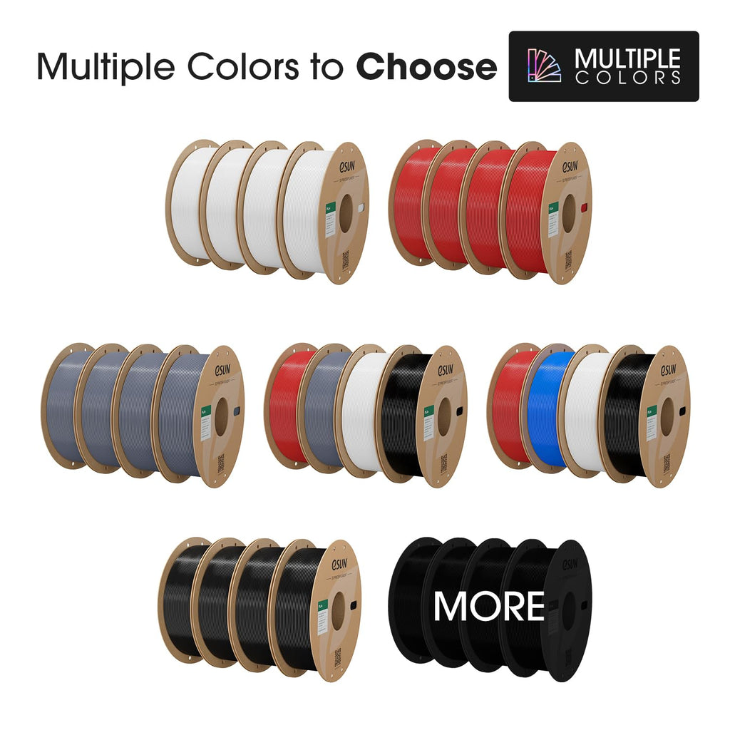 eSUN PLA+ Filament 1.75mm, 3D Printer Filament PLA Plus, Dimensional Accuracy +/- 0.03mm, 1KG per Spool, 4 Spools 3D Printing Filament, Fire Engine Red + Grey + Cold White + Black