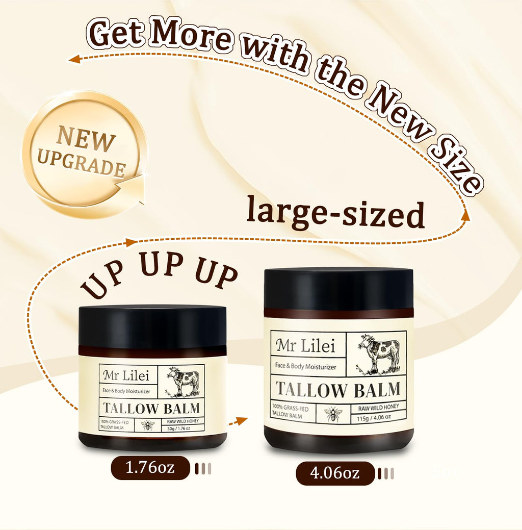 Beef Tallow for Skin, Grass-Fed Beef Tallow Balm, Handmade Whipped Beef Tallow Cream, Face Moisturizer & Body Butter Restores Skin Barrier, Soothes Dry Sensitive Skin, Beef Tallow Honey Balm Unscented