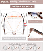 EYEURL Half Frame Reading Glasses for Women-5 Pack Blue Light Blocking Glasses Fashion Rimless Computer Readers for Women Anti UV Ray Eyeglasses with Spring Hinges,2.5