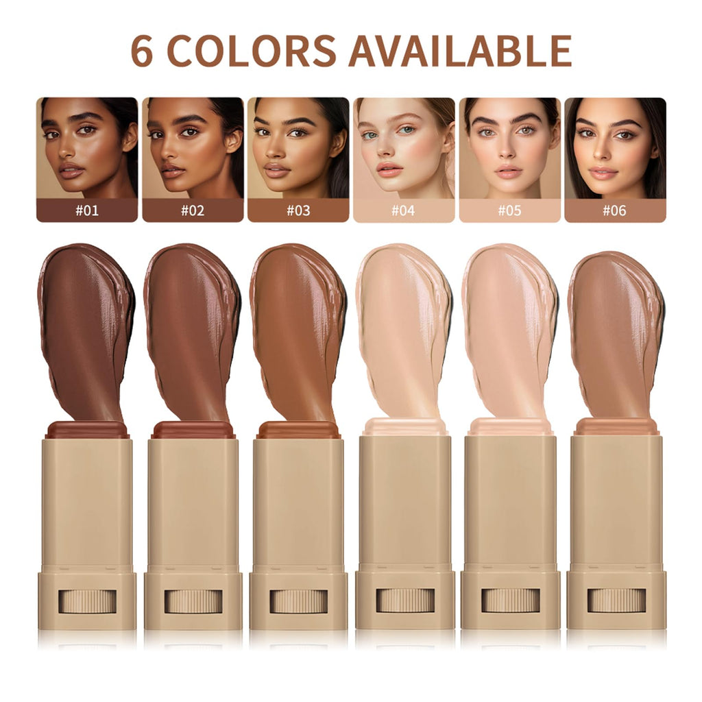 2PCS Beauty Balm Serum Boosted Skin Tint Stick – Face Tint Balm Foundation with Serum Benefits, Buildable Hydrating Coverage, Moisturizing Concealer Stick for Glowing Skin & Flawless Finish (3#, 2)