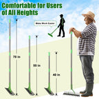 Heavy Duty Thatch Rake for Lawns - 13” Deep-Clean Dethatching Rake for Dead Grass & Moss Removal, Dual-Sided Manual Dethatcher and Scarifier Tool, 65" Long Metal Handle for Garden Yard Lawn Care