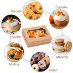 TOMNK 48pcs Cookie Boxes with 3 Style Window,8x6x2.5in Brown Bakery Boxes