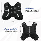 Weighted Vest with Two Adjustment Straps for Men Women, 8lbs/12lbs/16lbs/20lbs Weight Vest with Reflective Stripes for Workout, Strength Training, Running, Fitness, Muscle Building, Weight Loss