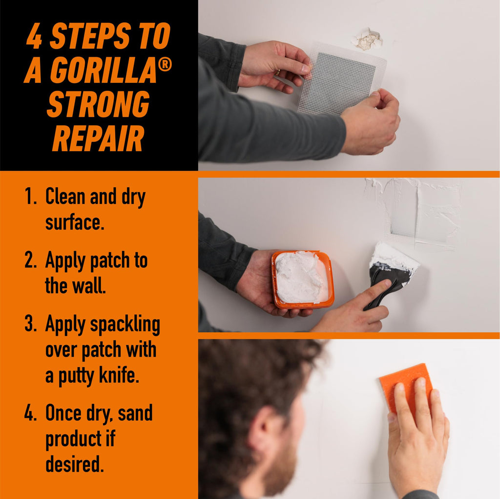 Gorilla Wall Repair Kit Featuring Gorilla Heavy Duty Wall Repair Spackling + Primer White