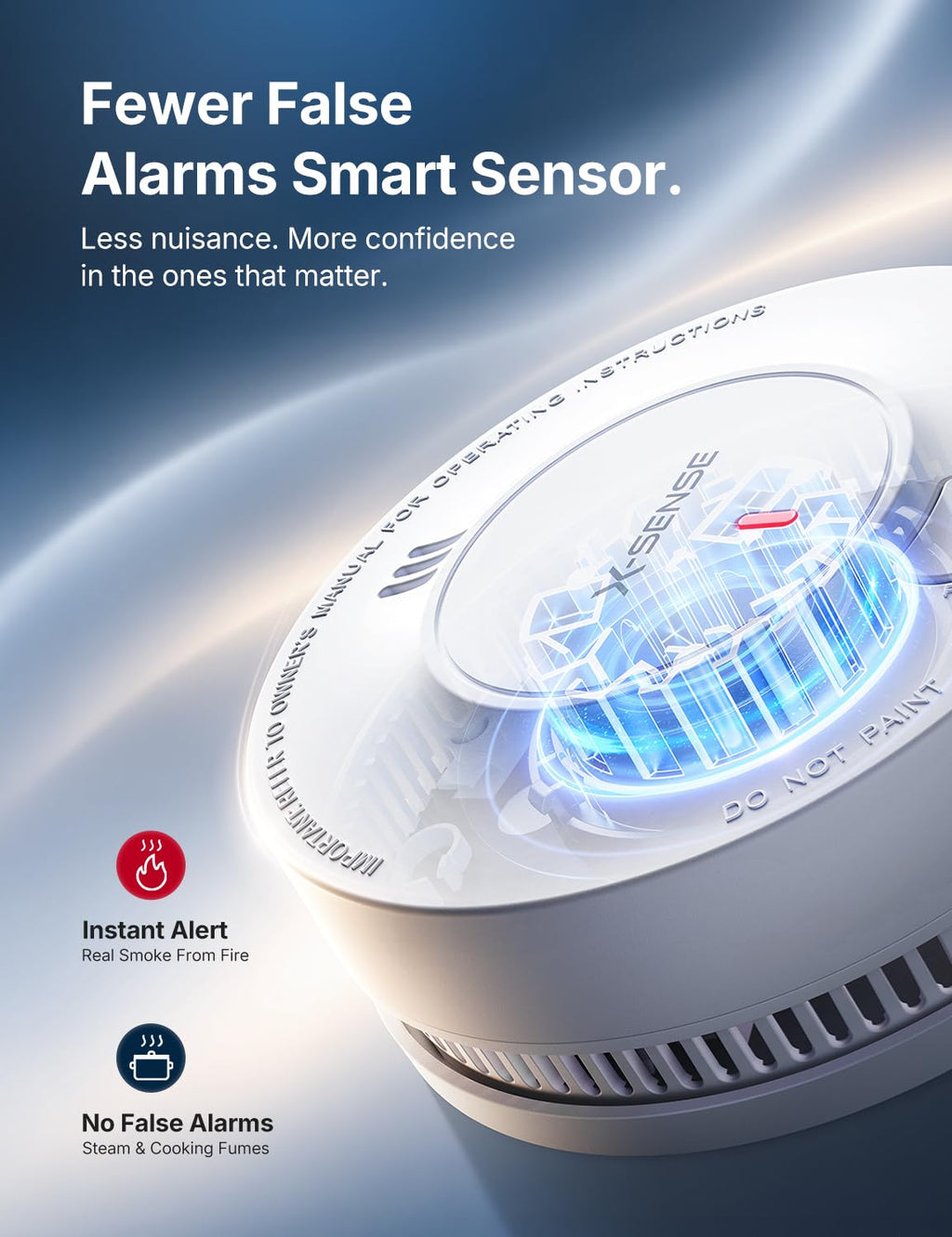 X-Sense Smoke Detector, 10-Year Battery, UL 217 Certified, SD2J0AX, 1-Pack