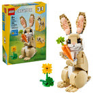 LEGO Creator 3 in 1 Cute Bunny Toy - Building Toy Set with 3 Build Options, Bunny, Seal, or Llama - Birthday Gift & Craft - Animal Figures for Kids, Girls and Boys, Ages 8+ - 31162