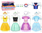 LIMIROLER 18 Pcs Princess Dress Up Clothes for Girls Role Play Gift Set