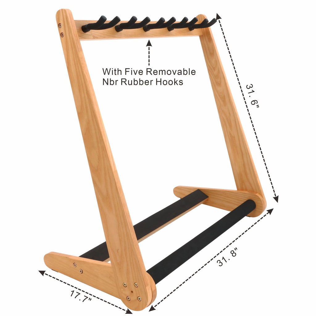 Nefelibata Multi-Purpose Guitar Stand 5 Stands Wooden Guitar Stand Floor Stand for Guitars and Cases, Electric Guitars, Acoustic Guitars, Bass Guitars, Cellos - German Ash
