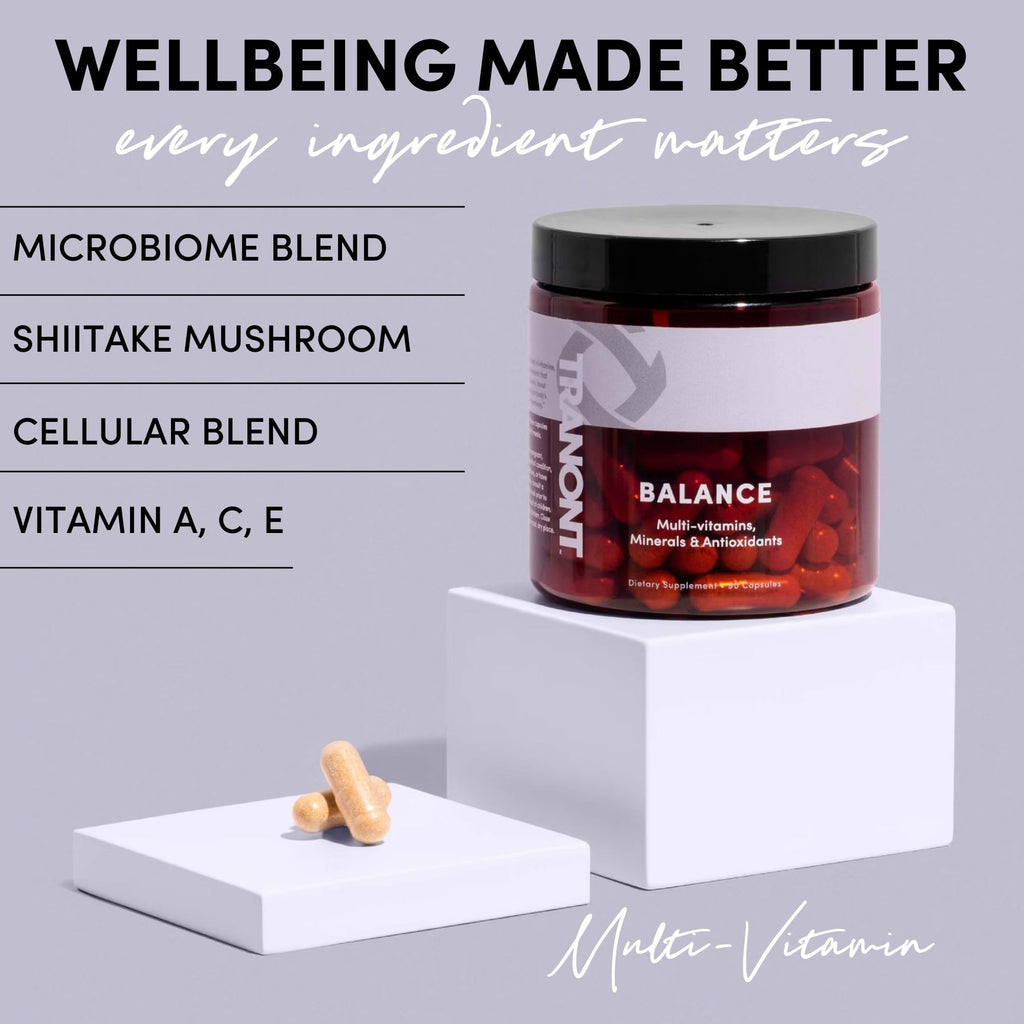 Tranont Balance | 90 Count | Multi-Mineral & Vitamin Capsules for Adults | Vitamin C, A, and E Magnesium, Zinc, Calcium, and Iodine | Boosts Immunity, Energy, and Digestion | Gluten Free, Vegetarian