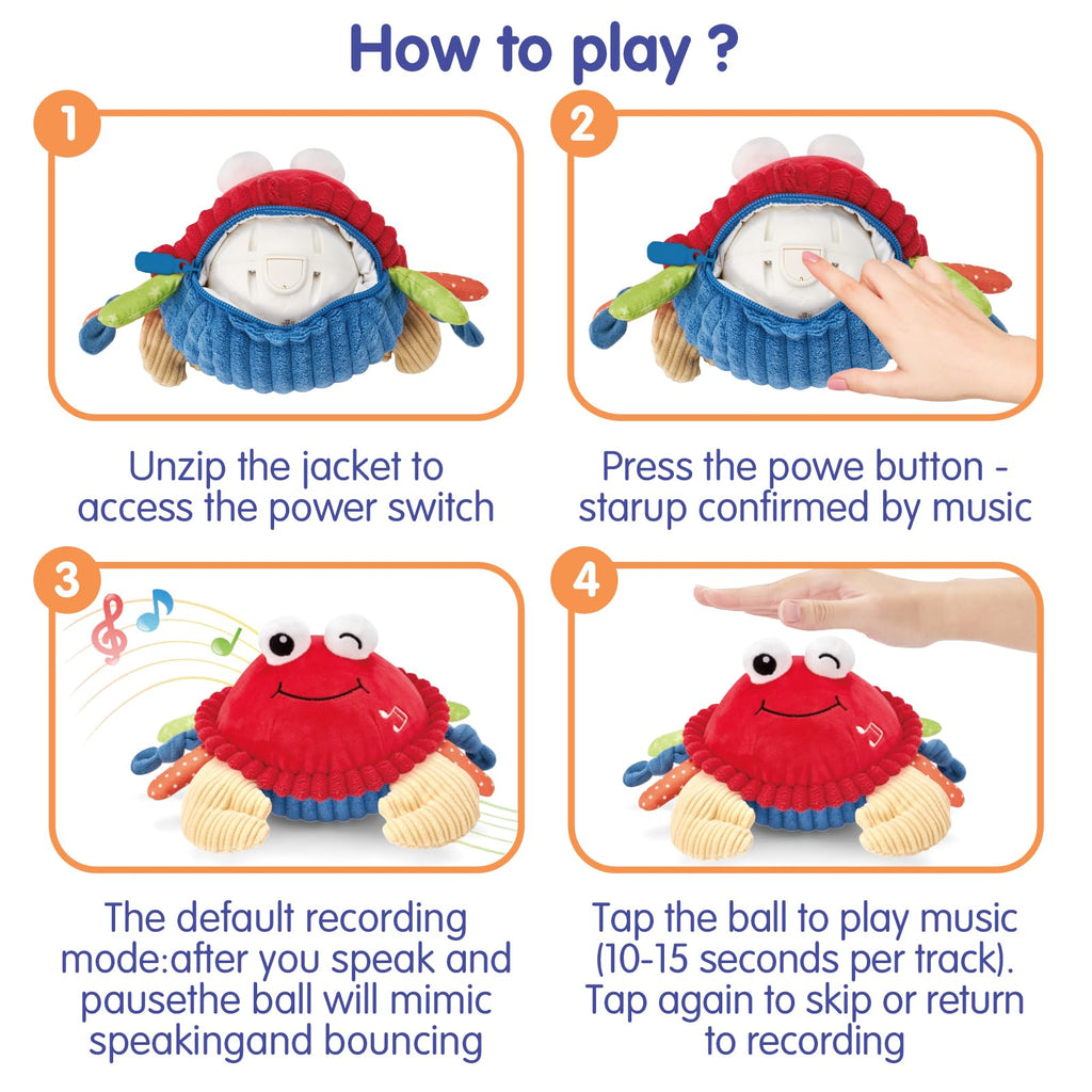 hahaland Baby Toys 6+ 12-18 Months - Crawling Musical Dancing Walking Moving Bouncing Learning Crab Tummy Time Toy Sensory Toddler Toys for 1-3 Year Old Christmas Birthday Gifts Stocking Stuffers
