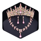 Crystal Crown and Tiara Jewelry Set for Women Bride with Necklace Earrings