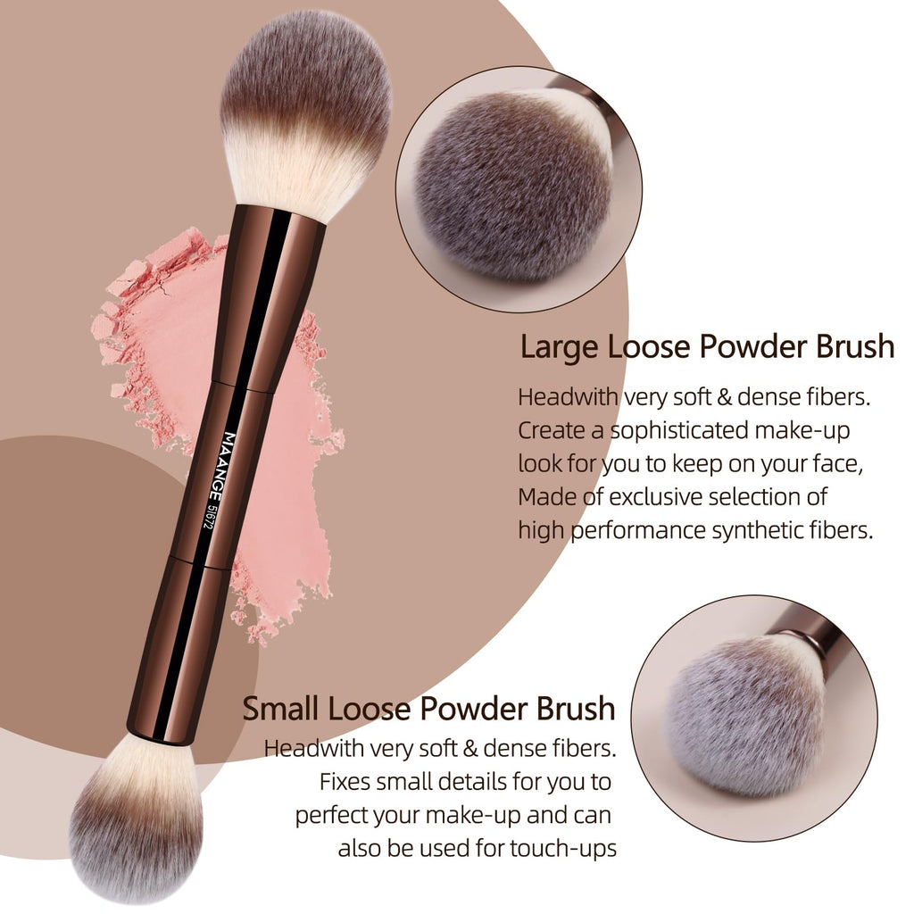MAANGE 20 Pcs Makeup Brushes with Gift Box, Double-End Multi-functional Makeup Brushes for Blending Liquid Powder Concealer Cream Blush Buffe,CoffeeBrown
