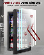 Feelfunn Wine Cooler Refrigerator - 26 Bottle 126 Can Mini Wine Fridge with Glass Door for Beer Soda Water Drink, Small Wine Cellar Beverage Refrigerator for Bedroom Office Home Bar Dorm, 3.2 Cu.Ft