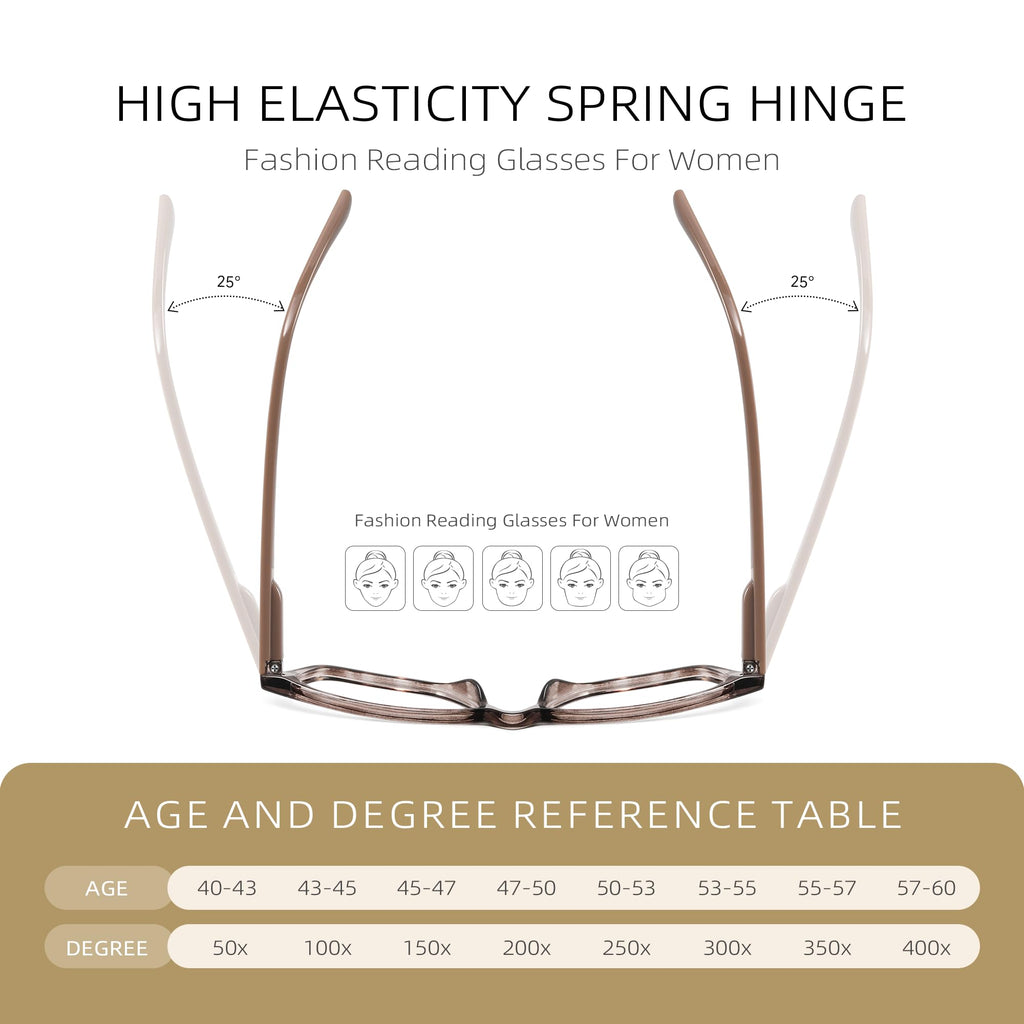 FancyFlower Cateye Reading Glasses for Women - Mocha Muse 2.5x Readers