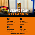 Gorilla Heavy Duty Construction Adhesive, Gap Filling, 9 oz Cartridge