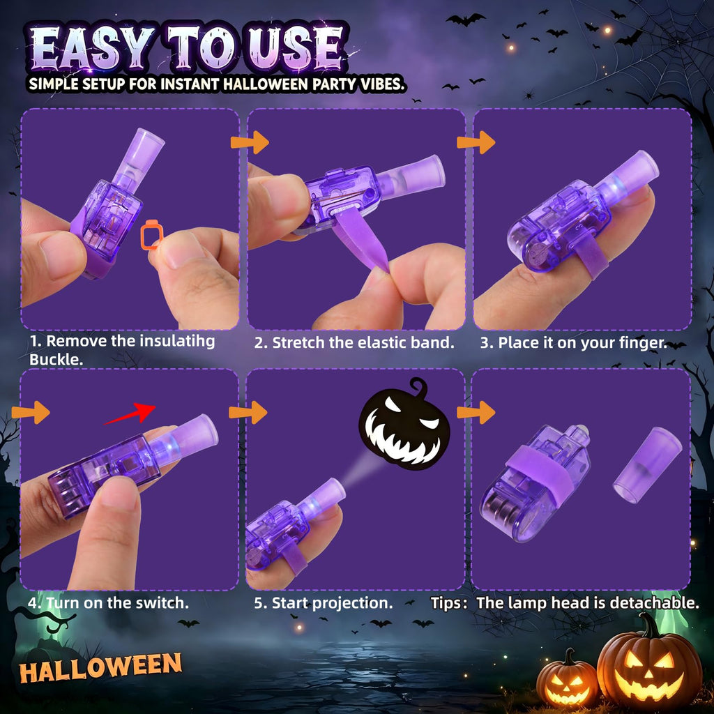 LAKULIO 36pcs Halloween LED Finger Lights, Halloween Party Favors for Kids LED Light Up Toys Classroom Rewards Gifts, Halloween Treats Goody Bag Filler