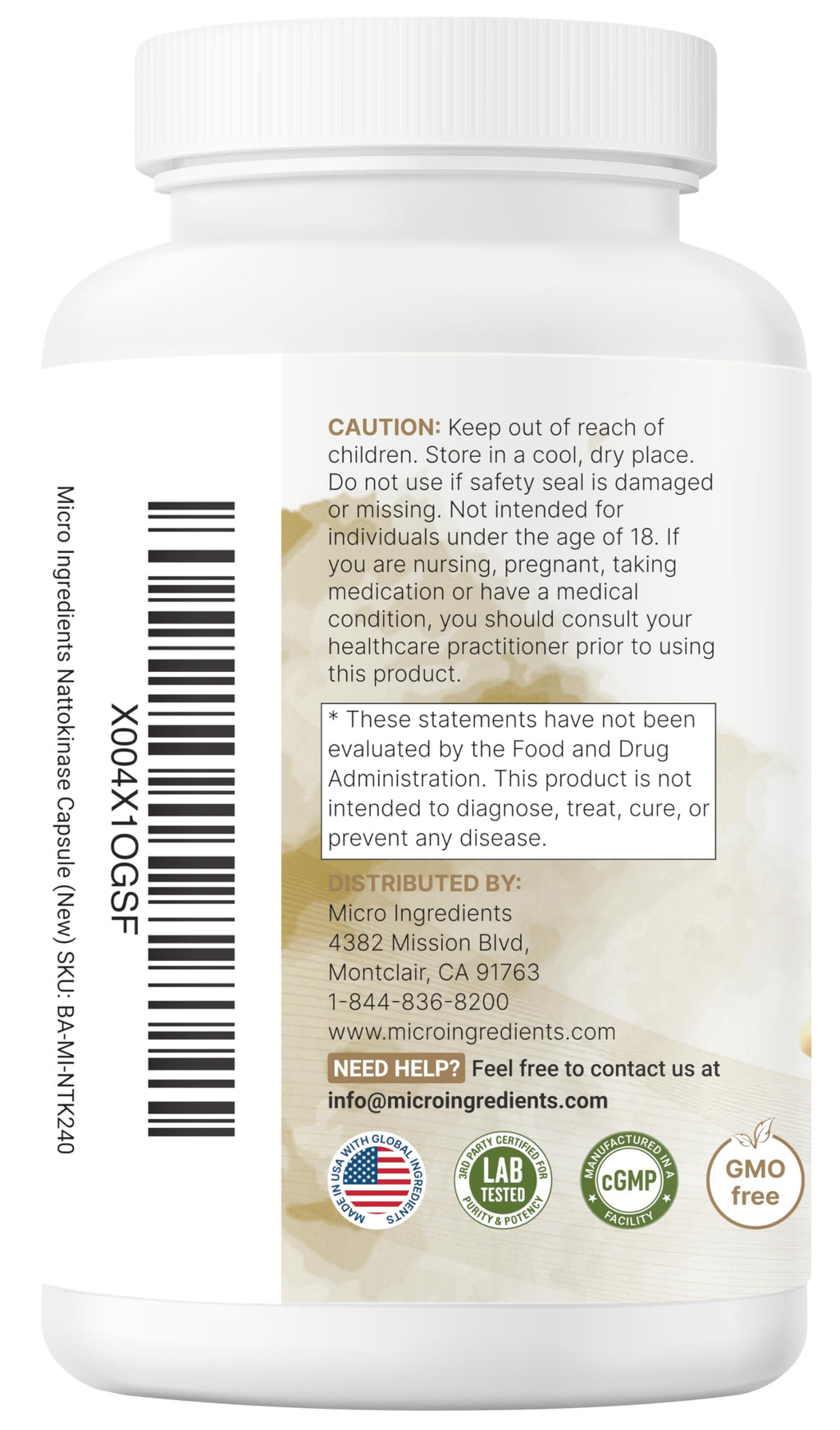 Micro Ingredients Nattokinase 10,000 FU Per Serving, 240 Veggie Capsules