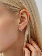 ChicSilver 925 Sterling Silver Huggie Hoop Earrings for Women Hypoallergenic White Gold Plated Cartilage Earrings Silver Huggies Earrings for Women 10MM