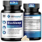 EEKEEPHIT 6 in 1 Melatonin-Free Sleep Aid Sleep Complex with Ashwagandha, GABA, L-Theanine & 5-HTP, VIT B6(P5P) for Adults, Supports Deep Relaxation, 30 Vegan Capsules