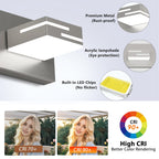 LKHF LED Modern Bathroom Vanity Light Fixtures, Dimmable Brushed Nickel Vanity Lights for Bathroom Lighting Fixtures Over Mirror, with 360° Rotatable Acrylic Heads 7-Light 48-inch (Cool White 6000K)
