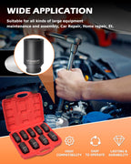 DAYUAN 9 Pcs Axle Nut Hub Impact 1/2" Drive Socket 29 30 31 32 33 34 35 36 38mm Socket Set