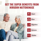 Risabou 2 Bottles Hirudin Peptide 300mg, Nattokinase 150mg with Red Yeast Extract, Black Garlic Extract, Selenium, Vitamin E, Soybean Peptide 7 in 1 Formula丨120 Capsules