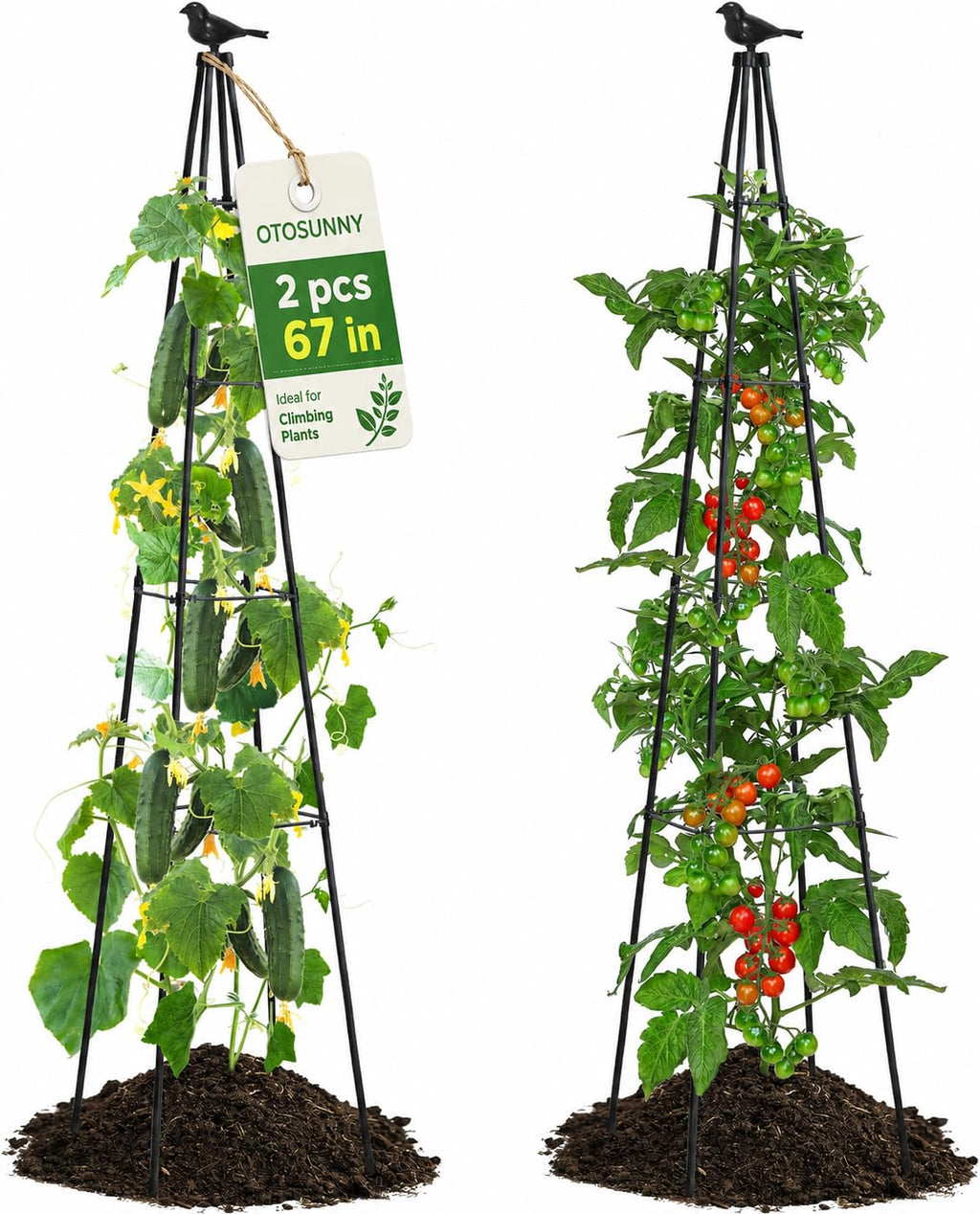 OTOSUNNY 67inch Garden Obelisk Trellis for Climbing Plants Outdoor, 2 Pack