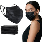 akgk 100Pcs Disposable Face Masks, Black Face Mask, 3 Ply Disposable Mask