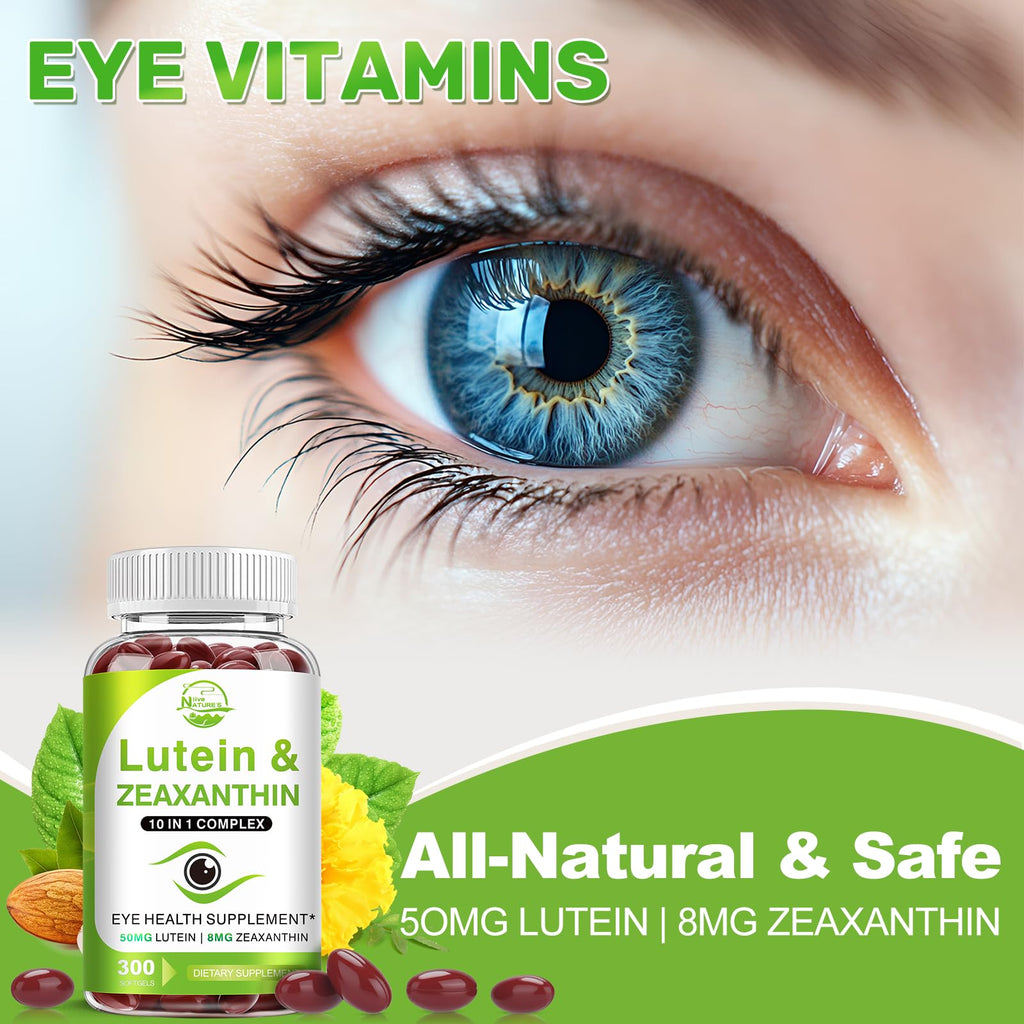 Lutein and Zeaxanthin Supplements, Eye Vitamin & Mineral Supplement, Multivitamin for Vision & Ocular Health with Omega-3, Protect and Enhance Your Eye Health Completely, 300 Softgels