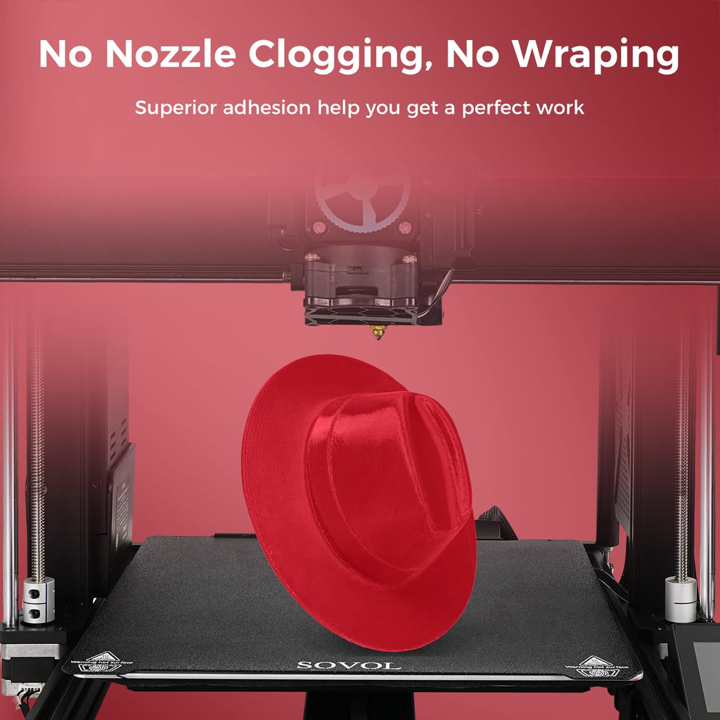Sovol 3D Printer PETG Filament 1.75mm 1KG (2.2lbs), High Precision, Strong Toughness, Wiring Tightness, Dimensional Accuracy +/- 0.03 mm, 3D Printing PETG Filaments, Red
