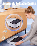 SPA4PIEDS Collapsible Heated Foot Spa Bath with Bubble, Foot Soaking Tub Featuring 8 Shiatsu Rollers, Pumice Stone and Built-in Timer for Mom, Dad and Foot Relaxation (Black)