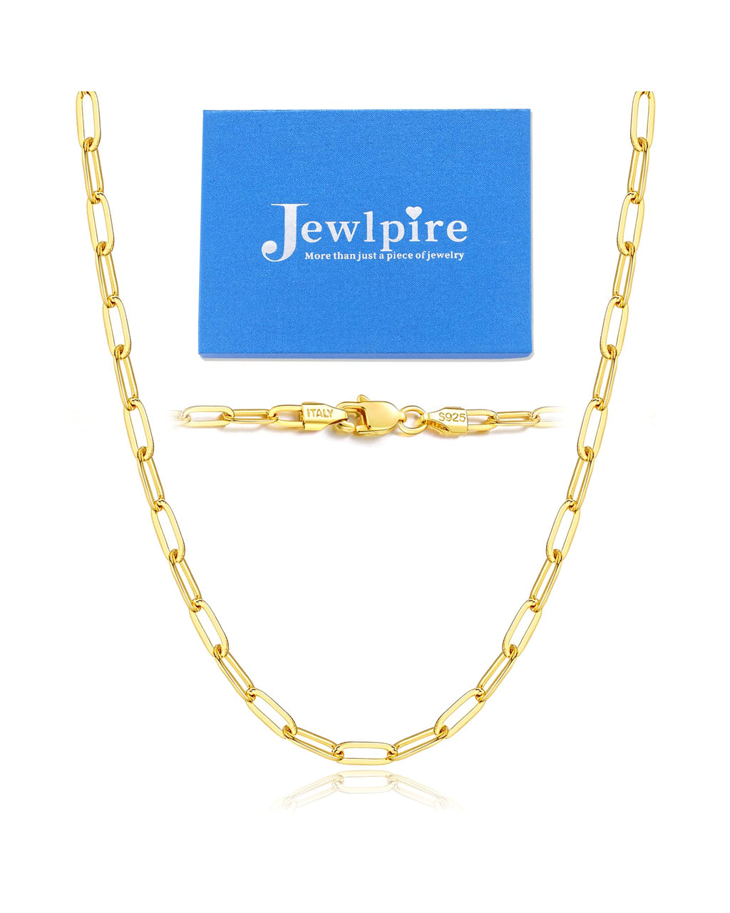 Jewlpire 14K Gold Plated Paperclip Necklace for Women, 14K Gold Plated Chain for Women 3mm Women's Chain Necklaces, Paperclip Chains 20 Inch