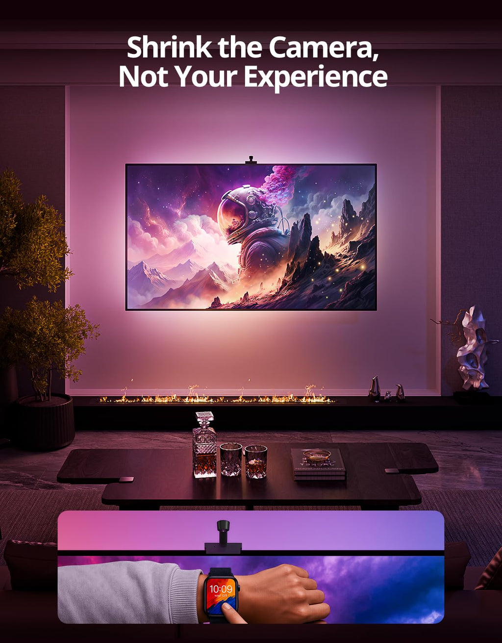 Ailofy Smart TV LED Backlight with Camera for 75-85 inch Screens, 16.4ft LED Strip Lights Sync to Screen& Music, Color Changing Lights for TV Compatible with Alexa & Google Assistant, App Control
