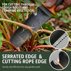 Hori Hori Garden Knife 7" with Sheath – Heavy Duty Stainless Steel Multi-Purpose Tool for Weeding, Digging & Planting, Serrated & Straight Full-Tang Blade, Non-Slip Rubber Handle with Safety Guard