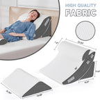 Yojoker 4PCS Orthopedic Bed Wedge Pillow Set for Sleeping, Post Surgery Foam Pillow for Body, Back and Leg Pain Relief, Triangle Adjustable Support Pillow - Acid Reflux Sleeping Pillows