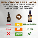 (2 Pack) Organic Vitamin D3 K2 Drops with MCT Oil Omega 3, 5000 IU, Maximum Strength Vitamin D Liquid, No Fillers, Non-GMO Liquid D3 for Faster Absorption and Immune Support (Chocolate, 2 Fl Oz)